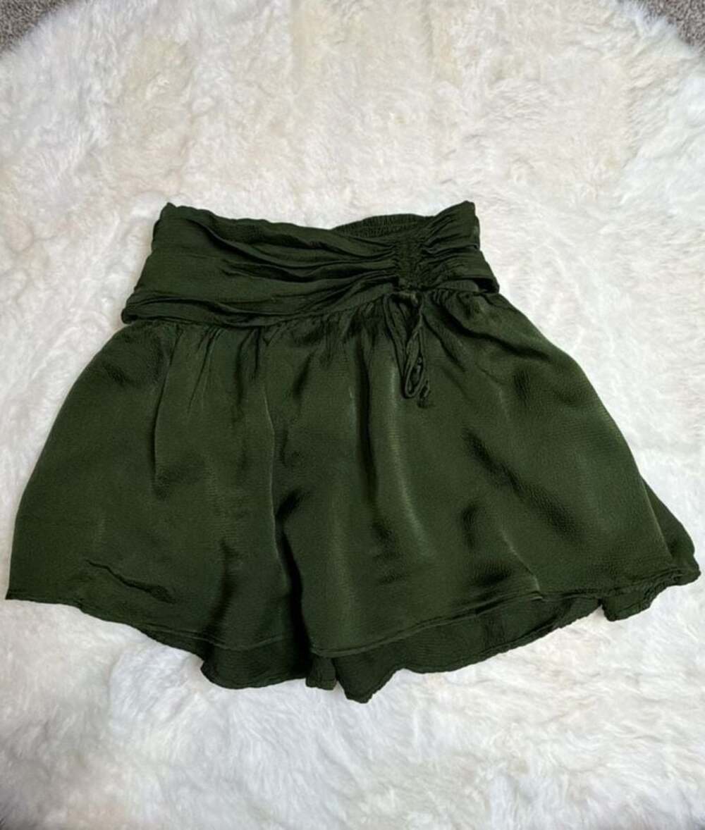 Aerie Uptown Ruched Olive Mini Skirt